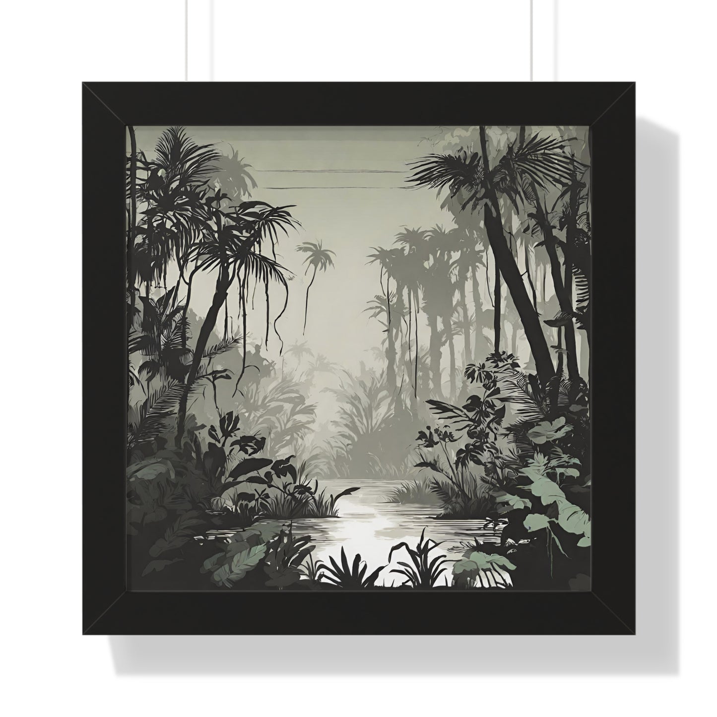Wall Decor, Jungle Scene, Framed Wall Hanging, Black Shadow Print, Nature Scene Picture, Living Room Poster, Office Scenery