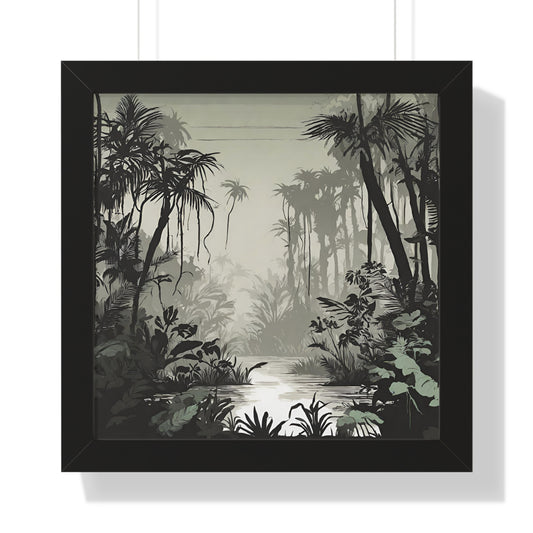 Wall Decor, Jungle Scene, Framed Wall Hanging, Black Shadow Print, Nature Scene Picture, Living Room Poster, Office Scenery