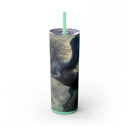 MAJESTIC MYTHS Skinny Tumbler - Electrified Blue Shock Pegasus Fantasy Traveler