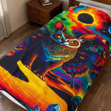 PSYCHEDELIC BUNNOWFLY Trippy Lush Blanket