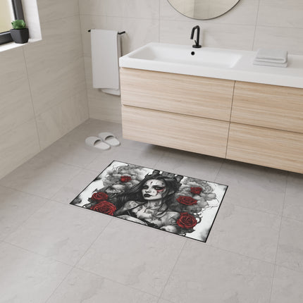 Withering Beauty Floor Mat, Rose Blossom Rug, Skull and Flowers Mat, Cloud Castle Rug