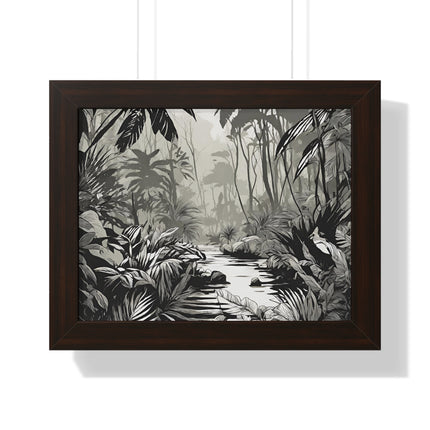 Wall Decor, Jungle Scene, Framed Wall Hanging, Black Shadow Print, Nature Scene Picture, Living Room Poster, Office Scenery