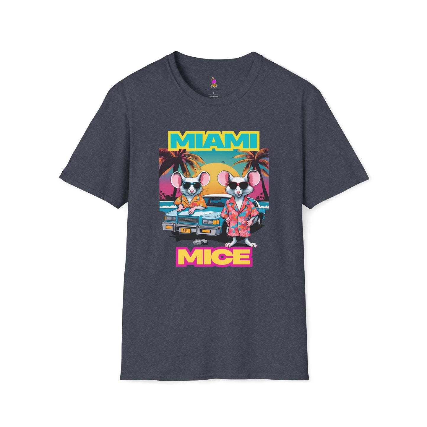 Miami Vice 80s TV Spoof T-Shirt, Funny Miami Mice Parody Shirt, Television Humor Tee, Unisex Softstyle Top, Retro Series Graphic Tee