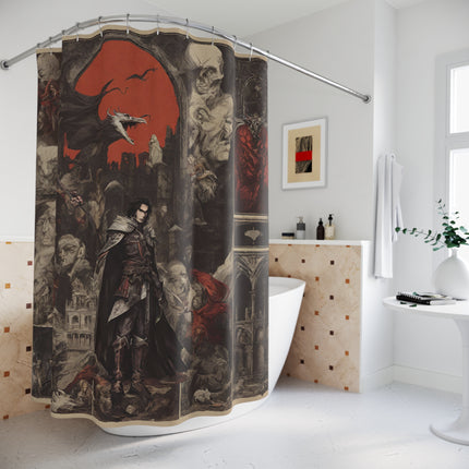 A FORTHCOMING PRELUDE OF THE BLOOD SKY Video Game Inspired Abstract Collage Shower Curtain