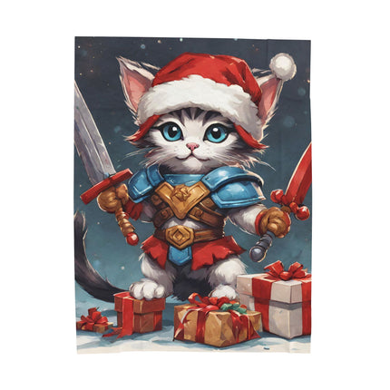 Christmas Blankets Kids Adults Blankets Velveteen Plush Blanket Cat Lovers Christmas Gift Santa Warrior Kitten Holiday Gift Cat Holiday Gift