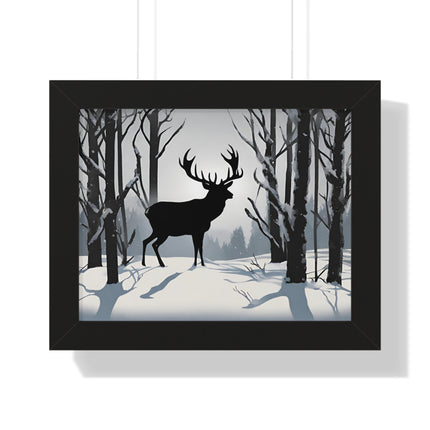 BIG BUCK WINTER SHADOW - Deer Hunter Framed Wall Art