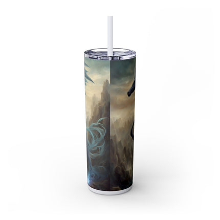 MAJESTIC MYTHS Skinny Tumbler - Electrified Blue Shock Pegasus Fantasy Traveler