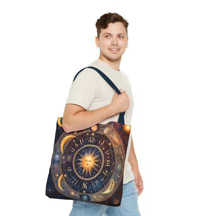 Moon Phases Tote Bag | Lunar Cycle Astronomy Wiccan Grocery Bag | Solstice Home Office Laptop Carrier | Solar System Travel Overnight Gift