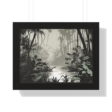Wall Decor, Jungle Scene, Framed Wall Hanging, Black Shadow Print, Nature Scene Picture, Living Room Poster, Office Scenery