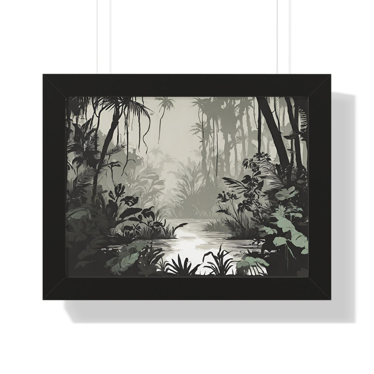 Wall Decor, Jungle Scene, Framed Wall Hanging, Black Shadow Print, Nature Scene Picture, Living Room Poster, Office Scenery