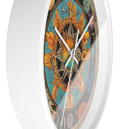 Sun Collage Wall Art Clock | Celestial Solstice Astronomy Wiccan Hanging | Comet Constellations Home Office Solar System Pagan Decor Gift
