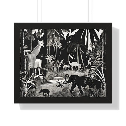 Animal Kingdom Print, Jungle Wall Decor, Elephant Picture, Shadow Wall Hanging, Giraffe Picture, Living Room Poster, Office Scenery