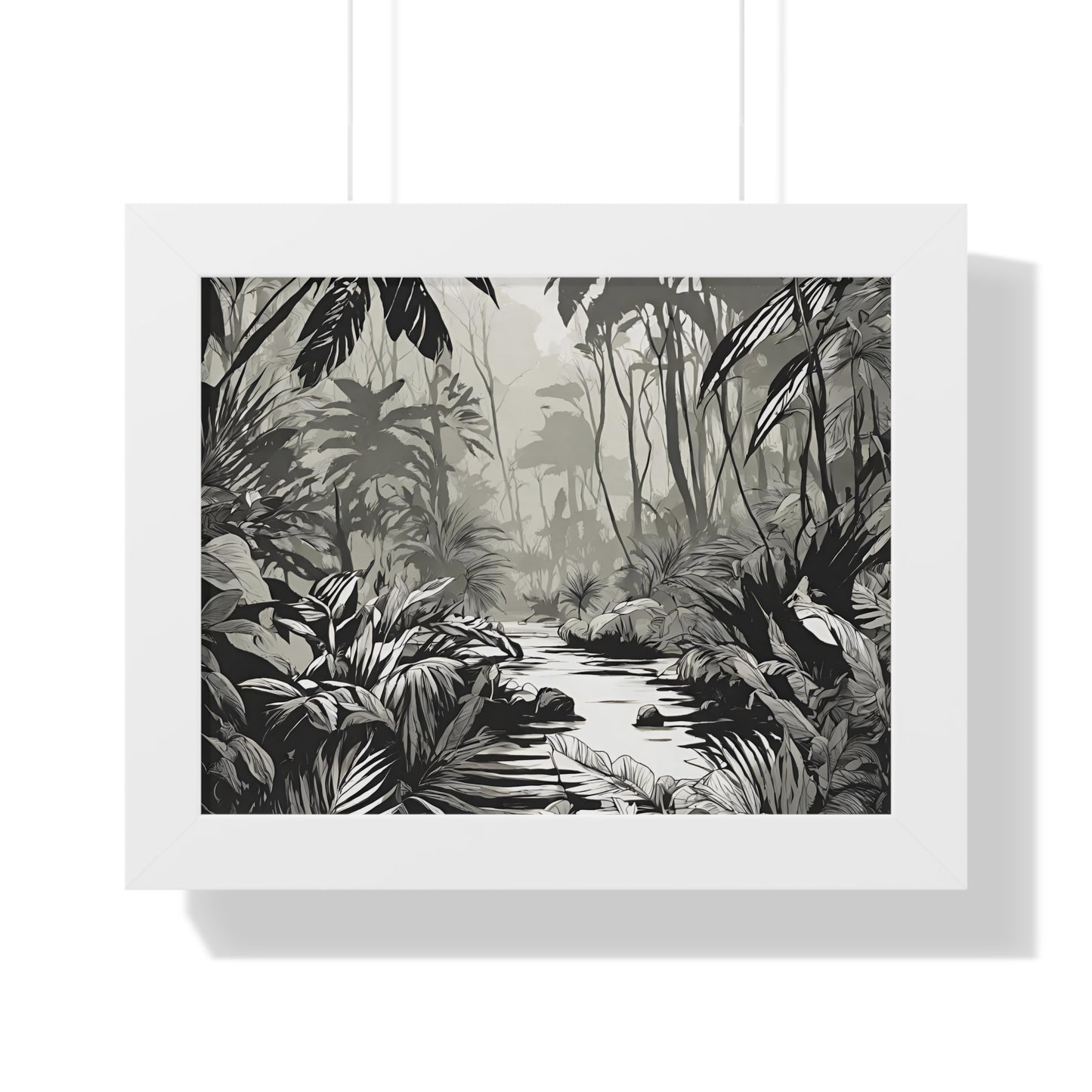 Wall Decor, Jungle Scene, Framed Wall Hanging, Black Shadow Print, Nature Scene Picture, Living Room Poster, Office Scenery
