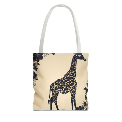 Giraffe Lovers Tote | Floral Safari Animal Grocery Bag | African Savanna Office Travel Carrier | Grassland Wood Forest Cotton Traveler