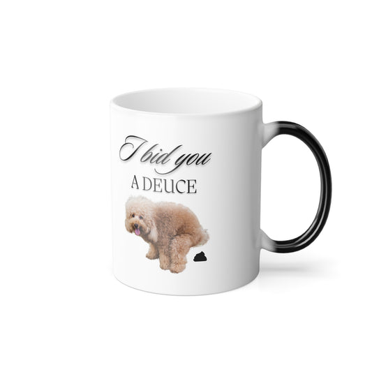 Funny Dog Lovers Coffee Cup | Animal Poop Humor Color Changing Mug | Puppy Owner Pooping Gift | Humorous Morning Greeting Doggy Cup