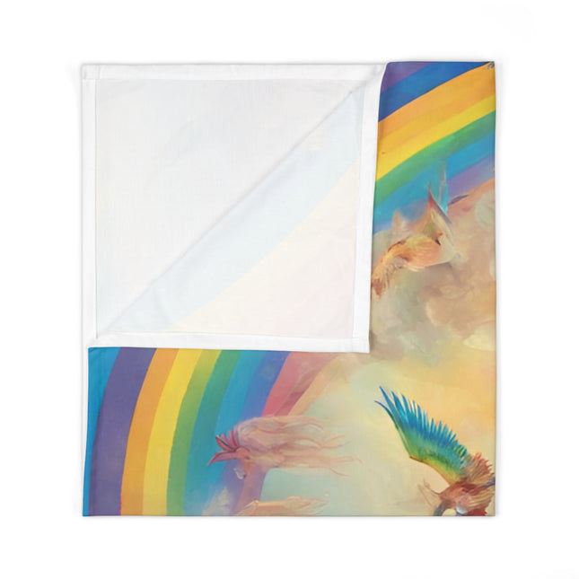 Beautiful Infant Girls Rainbow Blue Unicorn Fantasy Baby Swaddle Blanket, Dream World Majestic Birds Trees Animals Changing Cover