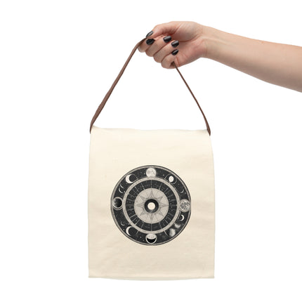 Moon Phases Canvas Lunch Bag | Lunar Cycle Astronomy Meal & Snack Carrier | Wheel of the Year School or Work Office Solar System Holder