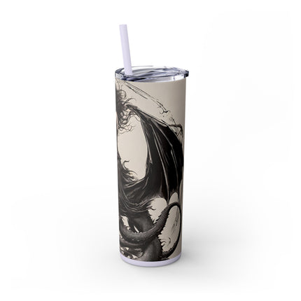 GOTHIC MEDIEVAL FLYING DRAGON Skinny Tumbler - Woman Beast Rider Dark Fantasy Cup