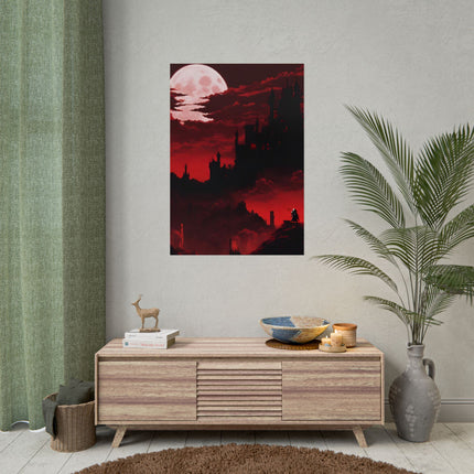 Castlevania Simon Belmont Video Game Room Inspired Wall Decor | The Cursed Night Begins Poster | Dracula Castle Vampire Night Wall Hanging
