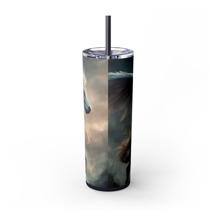 MAJESTIC MYTHS Skinny Tumbler -  Horned Pegasus Sky Cloud Fantasy Traveler