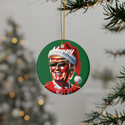 TRUMP MERRY CHRISTMAS Green Ornament