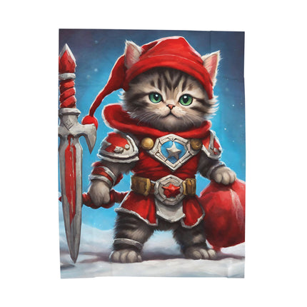 Christmas Blankets Kids Adults Blankets Velveteen Plush Blanket Cat Lovers Christmas Gift Santa Warrior Kitten Holiday Gift Cat Holiday Gift