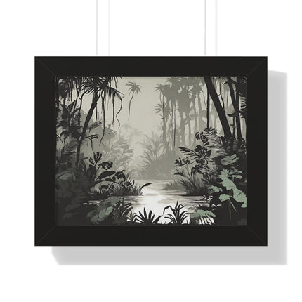 Wall Decor, Jungle Scene, Framed Wall Hanging, Black Shadow Print, Nature Scene Picture, Living Room Poster, Office Scenery