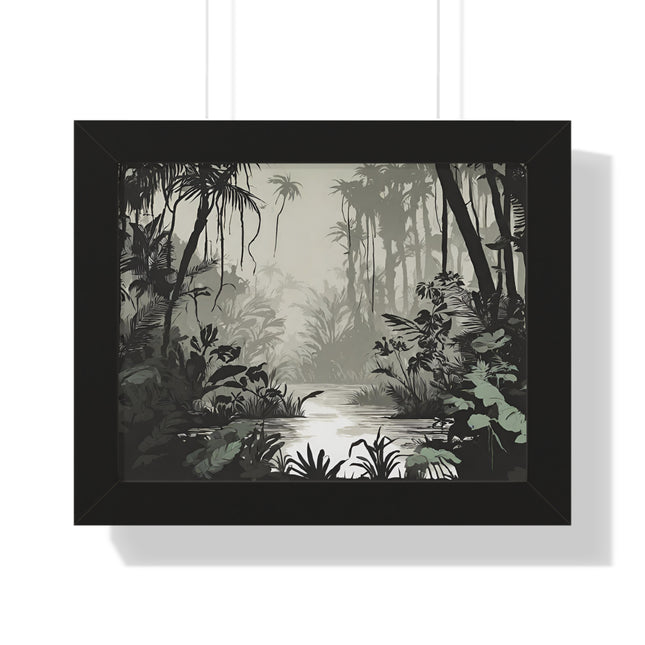 Wall Decor, Jungle Scene, Framed Wall Hanging, Black Shadow Print, Nature Scene Picture, Living Room Poster, Office Scenery