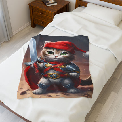 Christmas Blankets Kids Adults Blankets Velveteen Plush Blanket Cat Lovers Christmas Gift Santa Warrior Kitten Holiday Gift Cat Holiday Gift