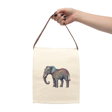 Flower Elephant Canvas Lunch Bag, Floral Pattern Animal Work Office & College Gift, Majestic Safari Kingdom Mammal Meal or Snack Carrier