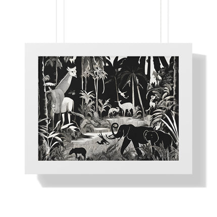 Animal Kingdom Print, Jungle Wall Decor, Elephant Picture, Shadow Wall Hanging, Giraffe Picture, Living Room Poster, Office Scenery