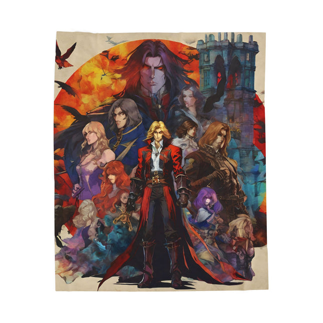 DRACULA RISES AT THE BREAK OF NIGHT Video Game Inspired Abstract Collage Blanket