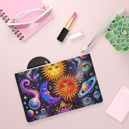 TRIPPY SUNS AND MOON SOLAR SYSTEM Clutch Bag