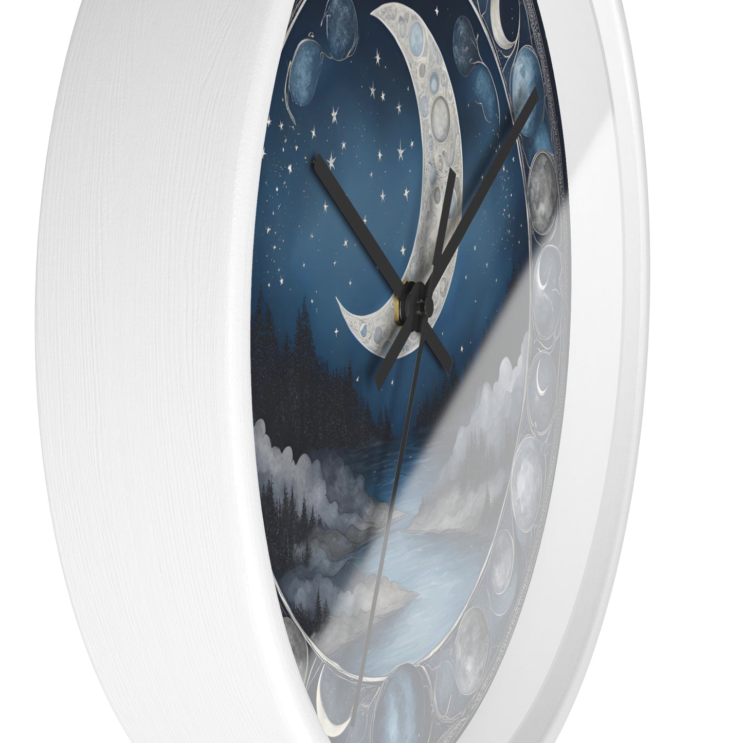Moon Phases Wall Clock, Lunar Cycle Astronomy Home Decor, Solar System Wall Hanging, Celestial Office Art, Gift for Space Enthusiasts