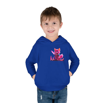 Neon Crystal Fox Toddler Girls Hoodie, Hot Pink Centaurian Cosmic Guardian Sweatshirt, Two Sided 2T 4T 5-6T Long Sleeve Hood