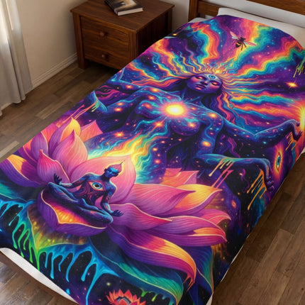 DIVINE LOTUS GODDESS Psychedelic Blanket