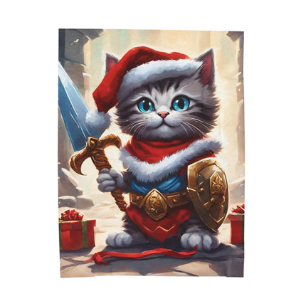 Christmas Blankets Kids Adults Blankets Velveteen Plush Blanket Cat Lovers Christmas Gift Santa Warrior Kitten Holiday Gift Cat Holiday Gift