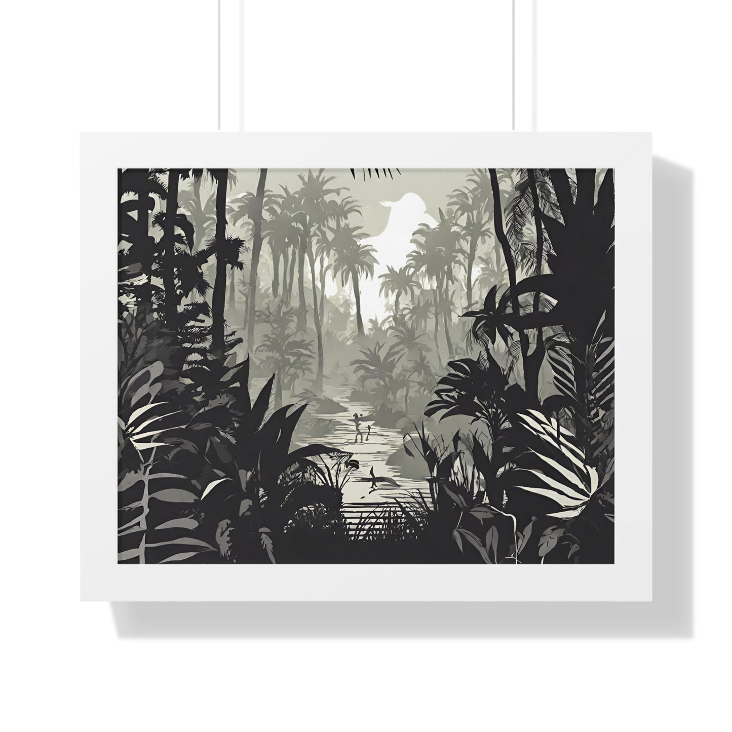 Wall Decor, Jungle Scene, Framed Wall Hanging, Black Shadow Print, Nature Scene Picture, Living Room Poster, Office Scenery
