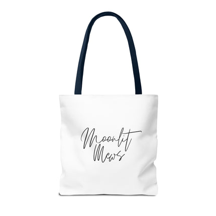 Cat Tote Bag | Moon Light Cats | Emerald Green Eyes Grocery Bag | Moonlit Mews Print Shopping Bag | Two Sided Office Carrier