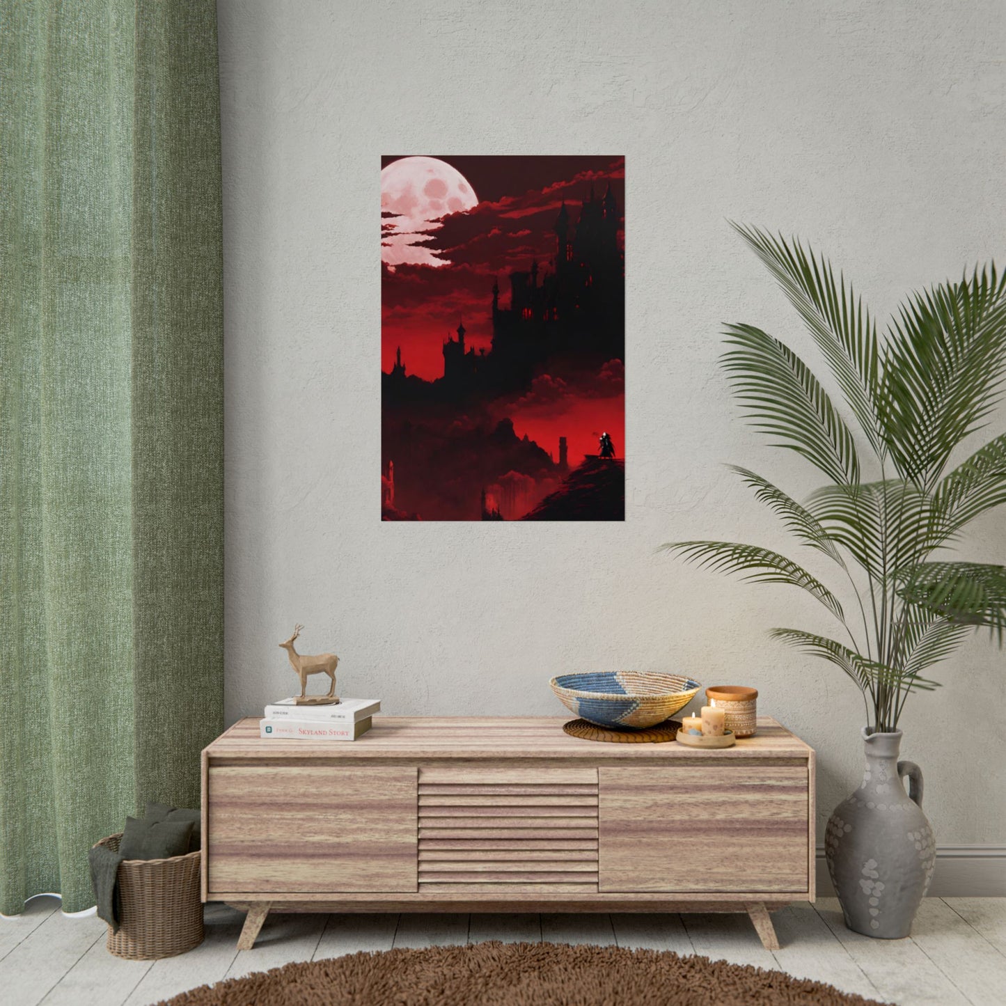 Castlevania Simon Belmont Video Game Room Inspired Wall Decor | The Cursed Night Begins Poster | Dracula Castle Vampire Night Wall Hanging