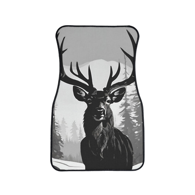 Big Buck Deer Hunter Car Floor Mat | Winter Woods Snow Hunting Scene Auto Carpeting | Car Lovers Gift