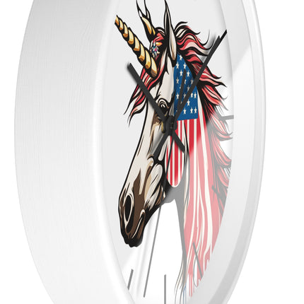 PATRIOTIC UNICORN Wall Clock - USA Freedom Fantasy Horse Decor