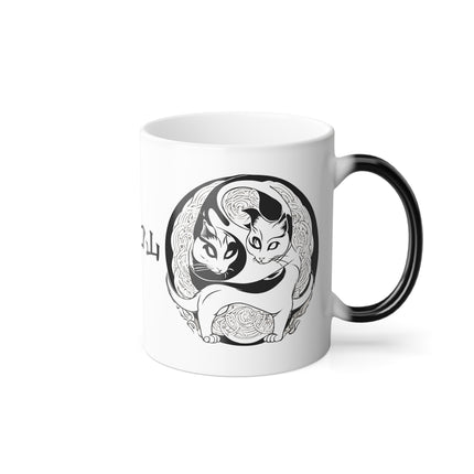 MEOW Kitten Yin Yang Black to White Color Changing Mug