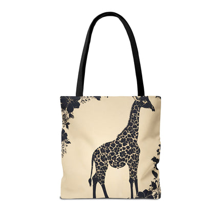 Giraffe Lovers Tote | Floral Safari Animal Grocery Bag | African Savanna Office Travel Carrier | Grassland Wood Forest Cotton Traveler