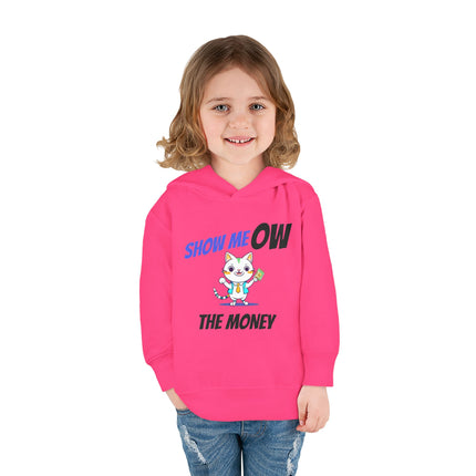 Funny Cat Toddler Hoodie, Boys or Girls Show MeOW The Money Cute Saying Graphic Fleece Pullover