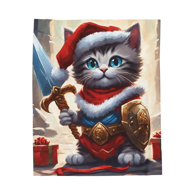 Christmas Blankets Kids Adults Blankets Velveteen Plush Blanket Cat Lovers Christmas Gift Santa Warrior Kitten Holiday Gift Cat Holiday Gift