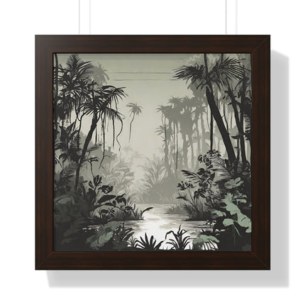 Wall Decor, Jungle Scene, Framed Wall Hanging, Black Shadow Print, Nature Scene Picture, Living Room Poster, Office Scenery