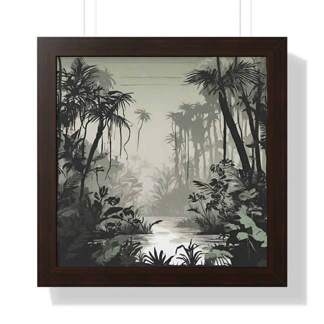 Wall Decor, Jungle Scene, Framed Wall Hanging, Black Shadow Print, Nature Scene Picture, Living Room Poster, Office Scenery