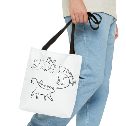 Cat Tote Bag | Cat Lovers Gift Bag | Multiple PUSSYNALITY Disorder Grocery Bag | Mental Health Humor | Two Sided Animal Owner Tote