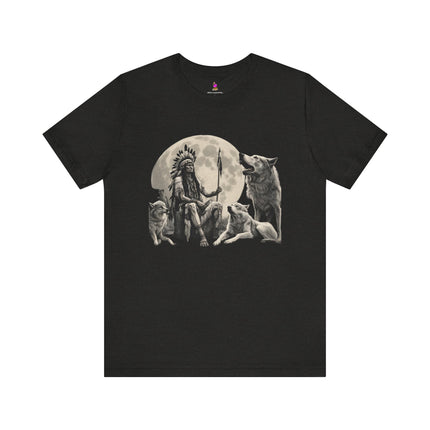 CHIEF OF WOLF MOON T-Shirt - Native American Wolf Spirit Tee